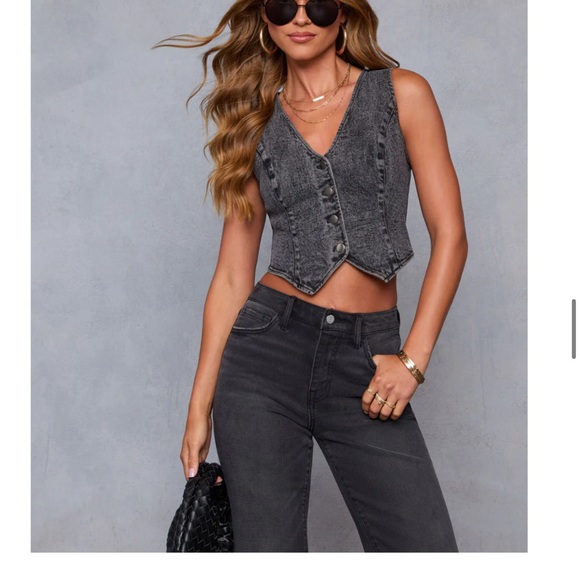 Vici Jackets & Blazers - Vici Washed Black Denim Button Vest